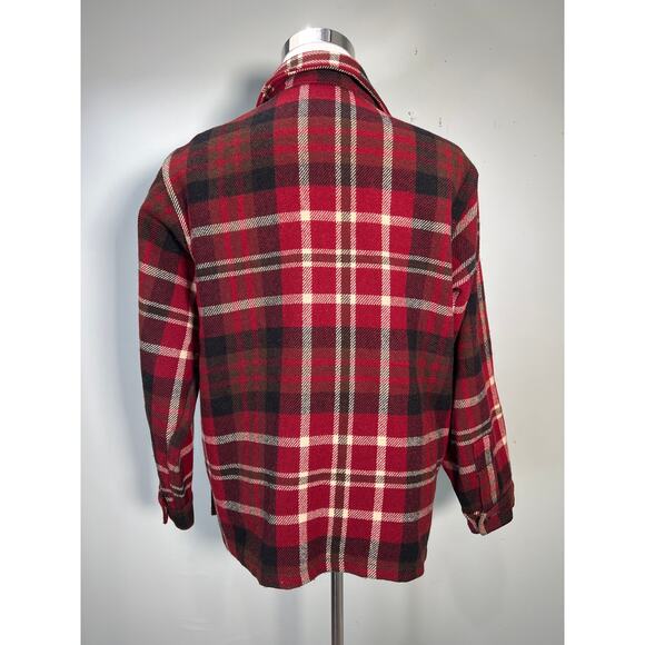 Vtg Woolrich Shirt Jacket Shacket Mens Large Red Black Buffalo Check Wool Blend - Picture 5 of 11